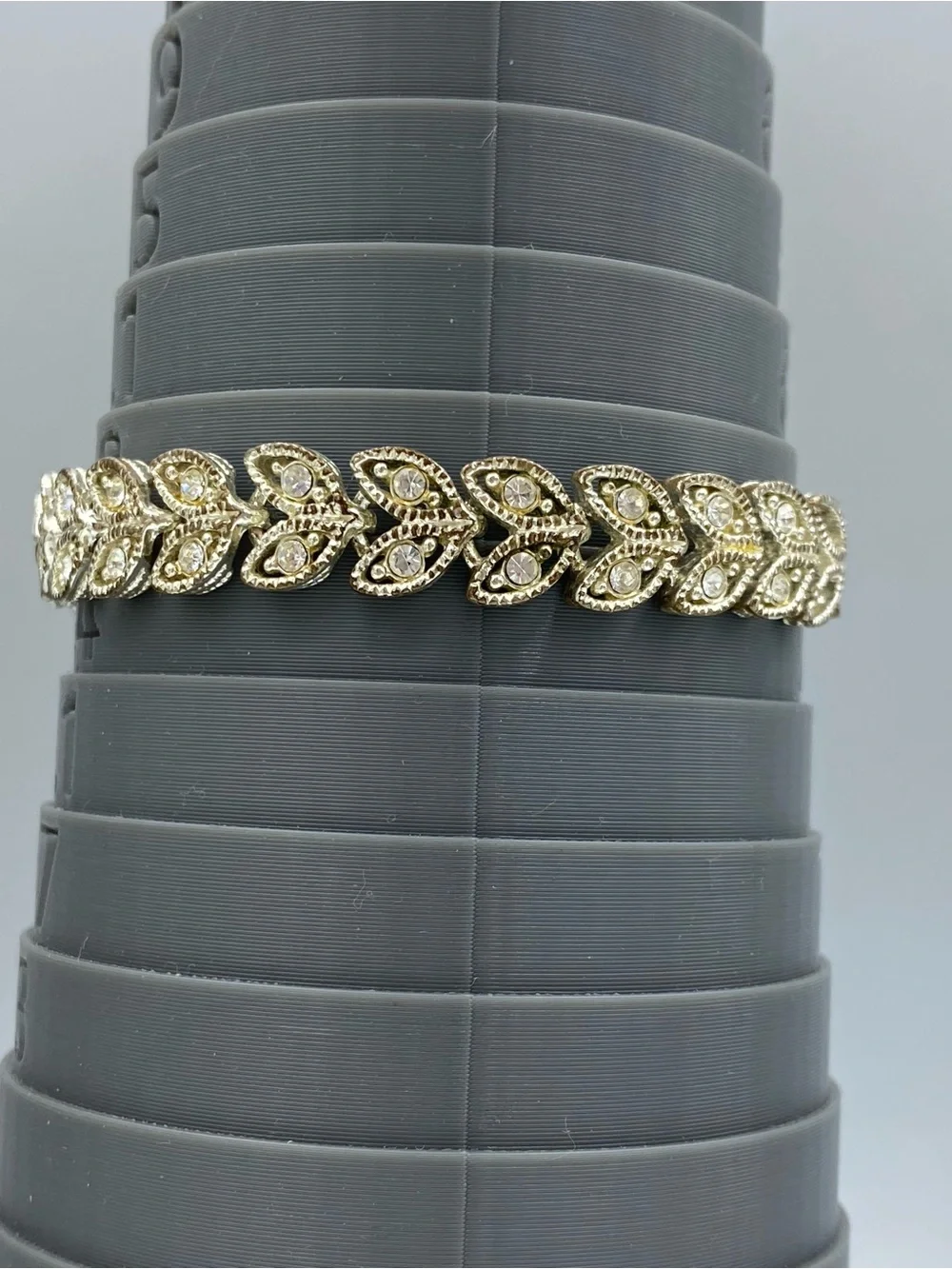 Gold Leaf Crystal Link Bracelet - Women's Jewelry